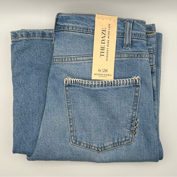 NWT Scotch & Soda The Daze Wide Leg High Rise Jeans in Blue Women’s Size 28 - Picture 2 of 13